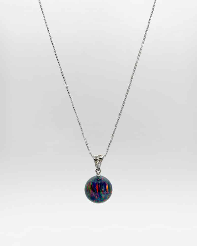 Black Opal Necklace with Sterling Silver Chain