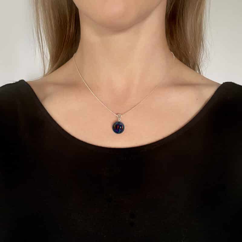Black Opal Necklace with Sterling Silver Chain - Image 3