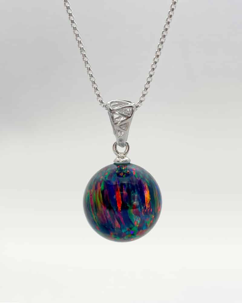 Black Opal Necklace with Sterling Silver Chain - Image 2