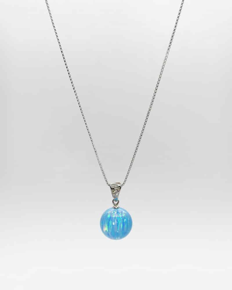 Blue Opal Necklace with Sterling Silver Chain