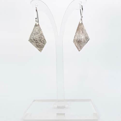 Brushed Silver Geometric Shape Drop Earrings