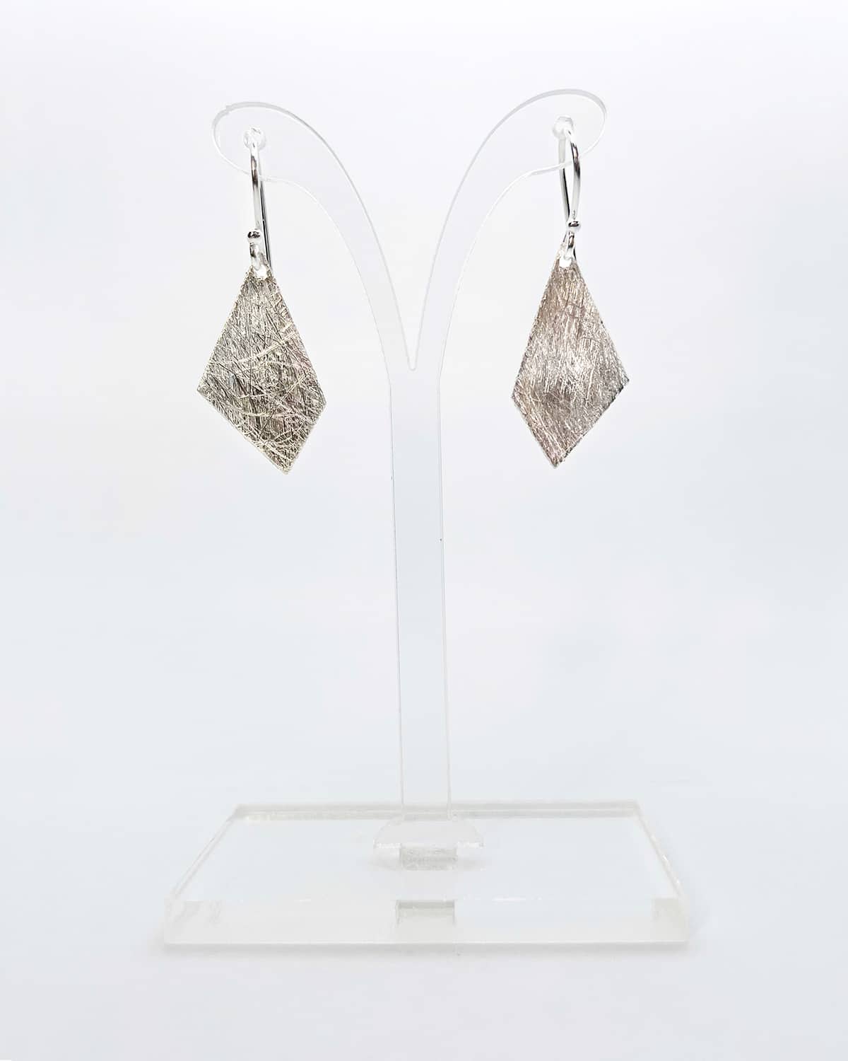 Brushed Silver Geometric Shape Drop Earrings
