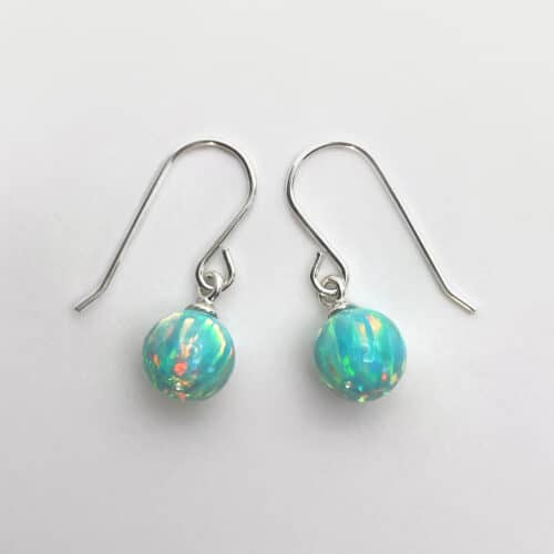 Green Opal Drop Earrings 8mm