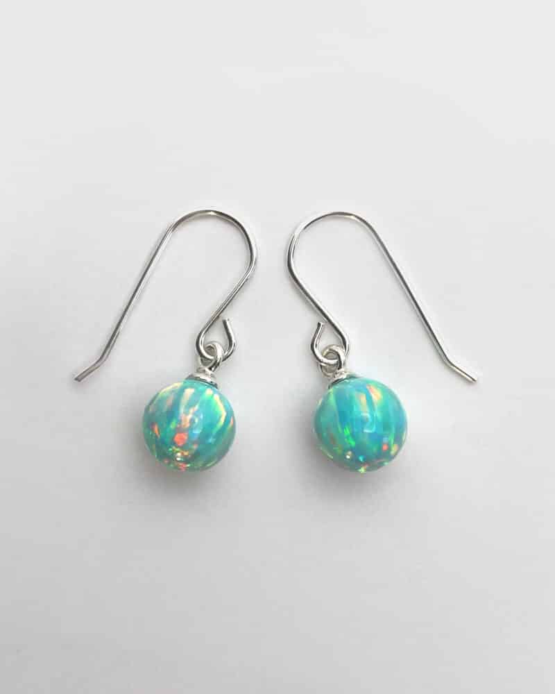 Green Opal Drop Earrings 8mm