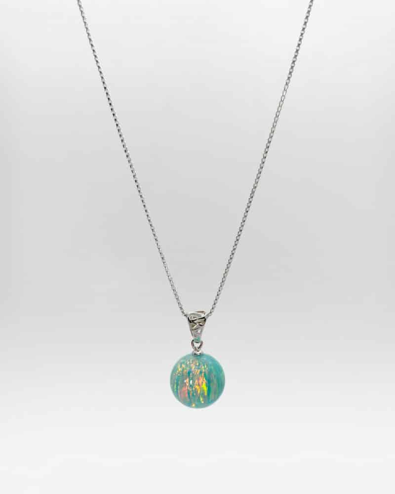 Green Opal Necklace with Sterling Silver Chain
