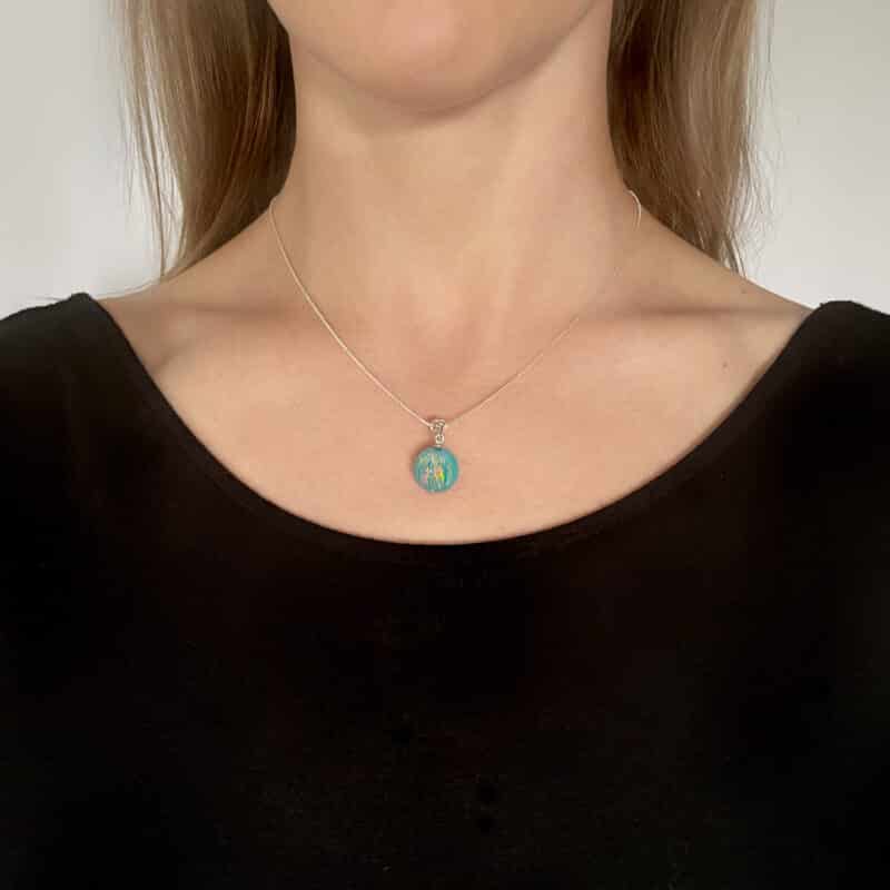 Green Opal Necklace with Sterling Silver Chain - Image 3