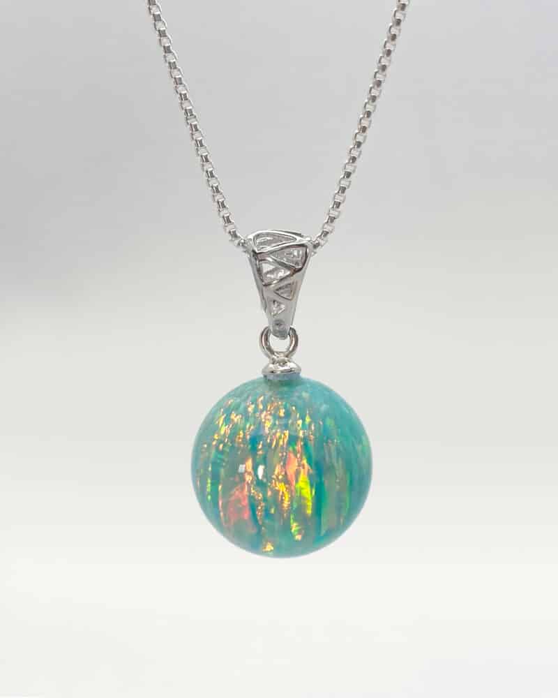 Green Opal Necklace with Sterling Silver Chain - Image 2