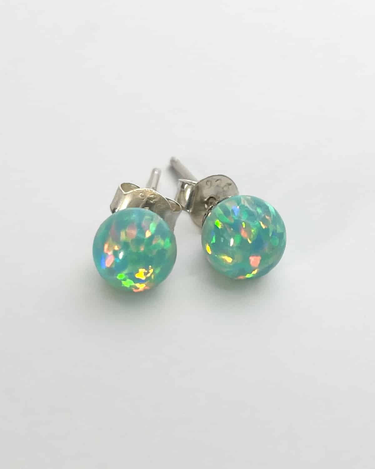 Green Opal Stud Earrings 6mm