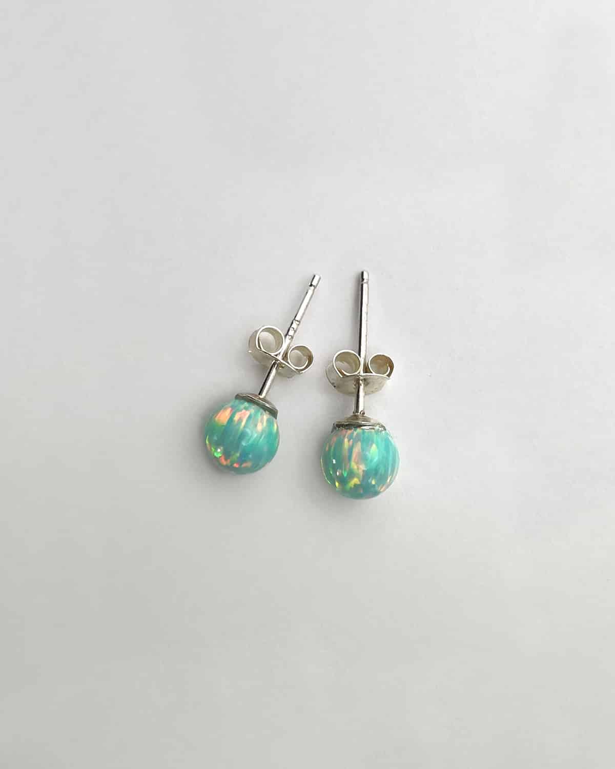 Green Opal Stud Earrings 6mm - Image 2