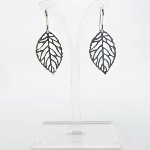 Silver Leaf Open Work Drop Earrings