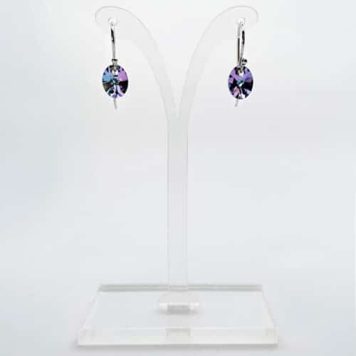 Purple-Blue Crystal Drop Earrings