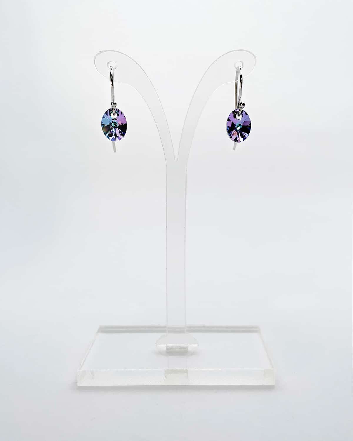 Purple-Blue Crystal Drop Earrings
