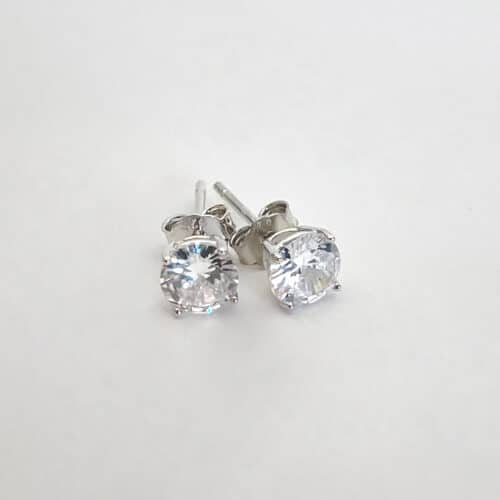 White Round Crystal Stud Earrings 5mm