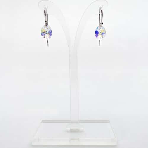 White Iridescent Crystal Drop Earrings
